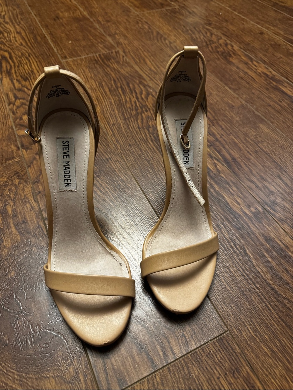 Steve Madden Beige Tan Ankle-Strap Heeled Sandals